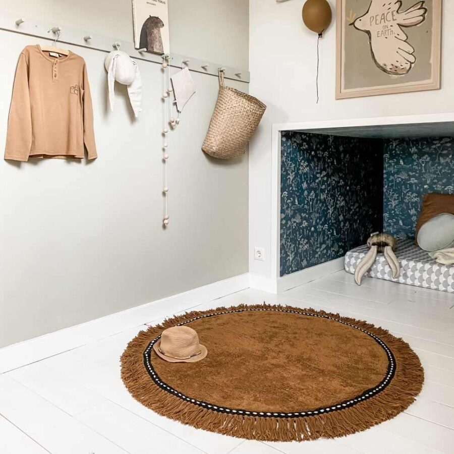 Tapis Petit Vloerkleed Rond Bruin Kinderkamer Jongen מכווץ