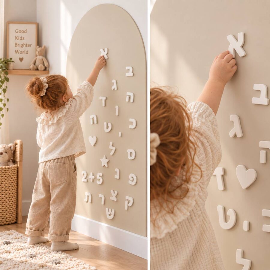 Hebrew Magnetic Letters Numbers White 2